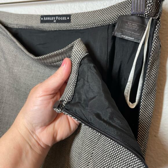 Ashley Fogel Wool Blend Midi Skirt Size 10 Micro Dot Classic Professional - Picture 4 of 7